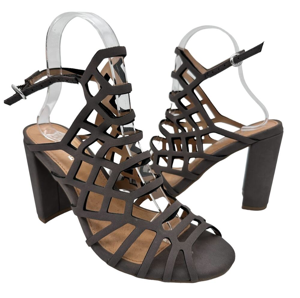 BRASH Women's Green Weave Block Heel Pump Strappy Sandals Sz: 6.5 W Open Toe